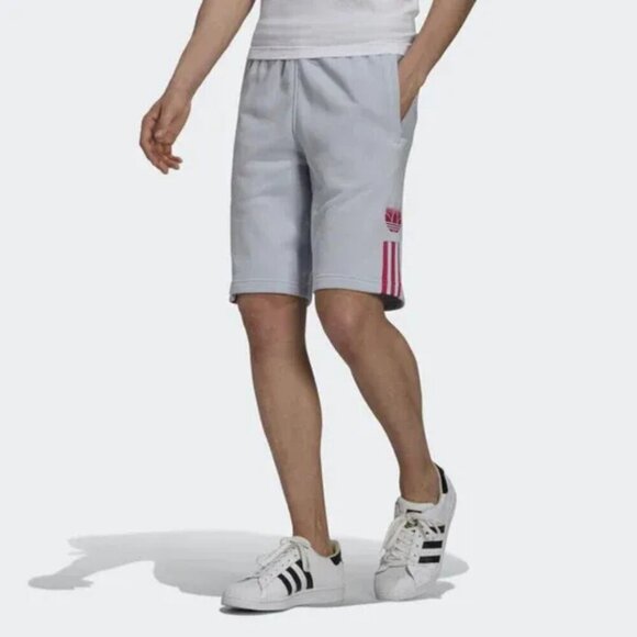 Adidas Originals Mens Trefoil Gray Pink Shorts M Athletic Gym Workout Lounge - Picture 1 of 7